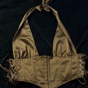 Windsor Brown Halter Crop Top